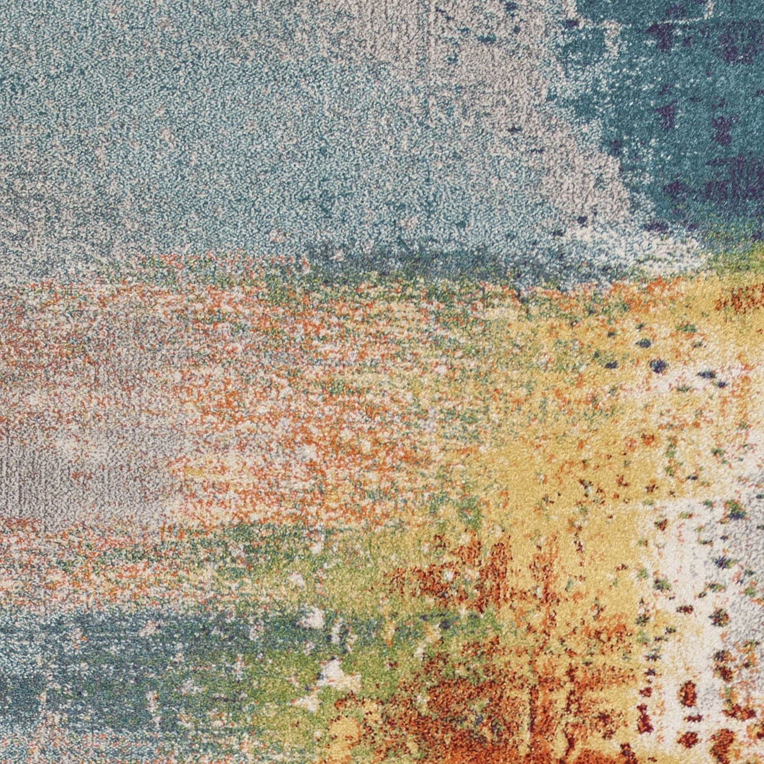 HomeRoots 10' x 13' Blue Rust Orange Machine Woven Abstract Brushstrokes Indoor Area Rug