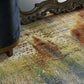 HomeRoots 10' x 13' Blue Rust Orange Machine Woven Abstract Brushstrokes Indoor Area Rug
