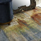 HomeRoots 10' x 13' Blue Rust Orange Machine Woven Abstract Brushstrokes Indoor Area Rug