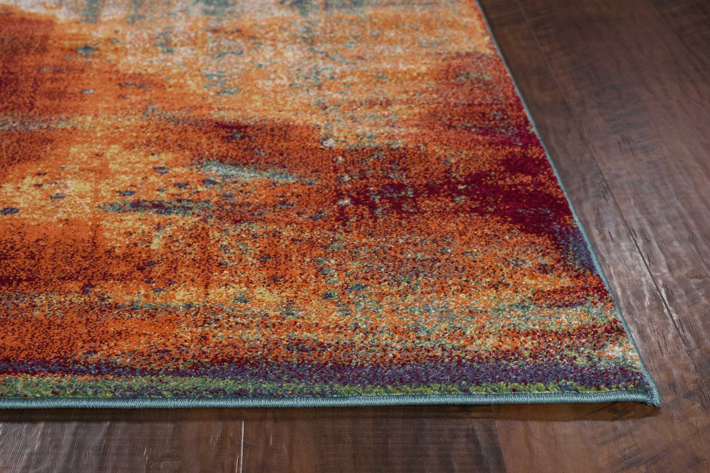 HomeRoots 10' x 13' Blue Rust Orange Machine Woven Abstract Brushstrokes Indoor Area Rug