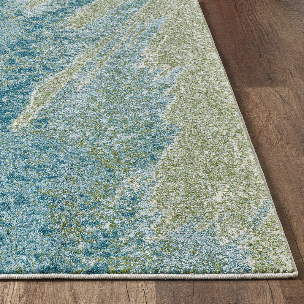 HomeRoots 10' x 13' Blue Sage Impressionistic Ocean Area Rug