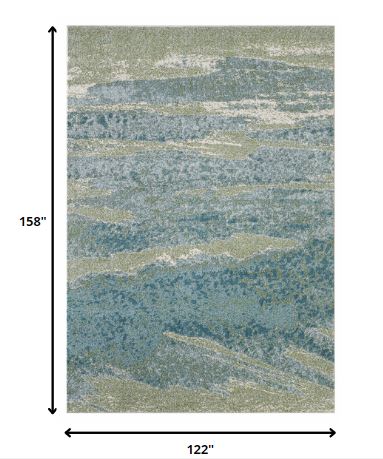 HomeRoots 10' x 13' Blue Sage Impressionistic Ocean Area Rug