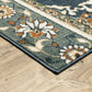 HomeRoots 10' x 13' Blue and Beige Floral Medallion Indoor Area Rug