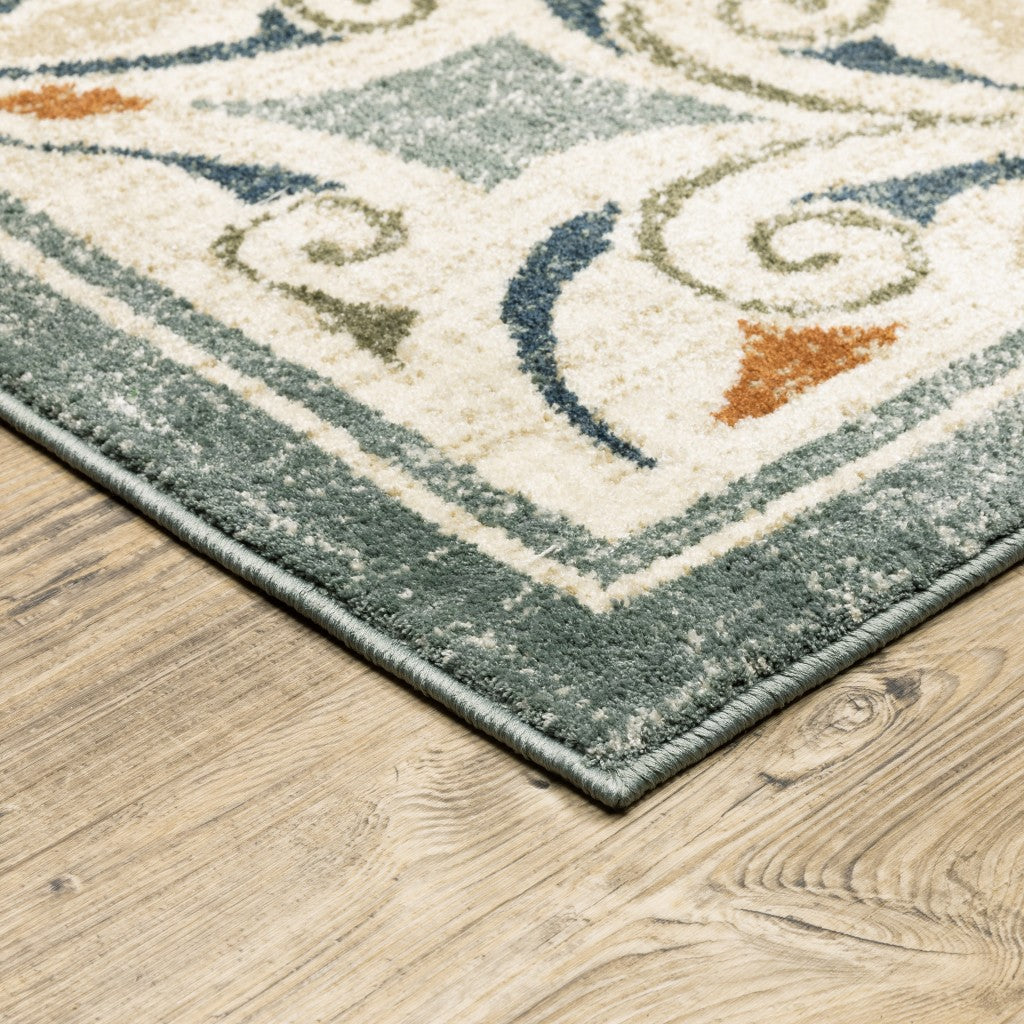 HomeRoots 10' x 13' Gray and Beige Medallion Indoor Area Rug