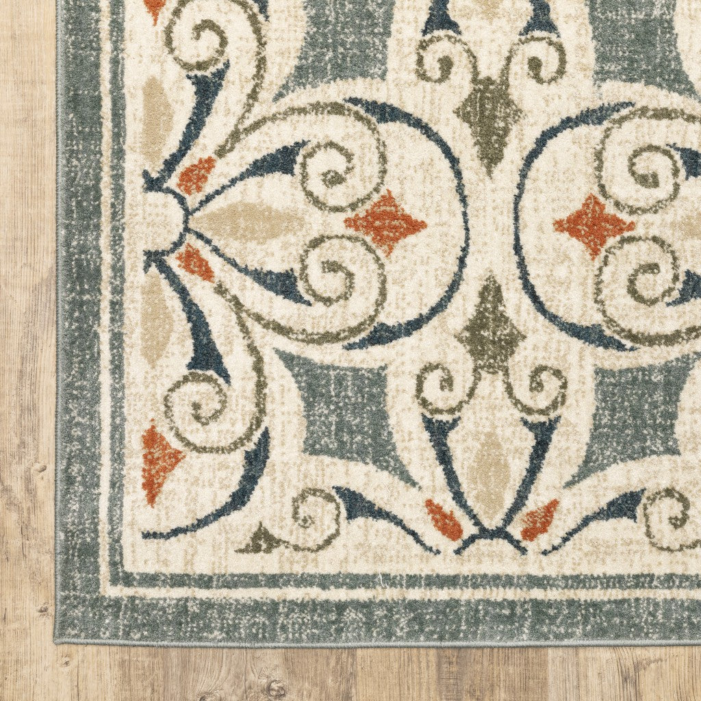 HomeRoots 10' x 13' Gray and Beige Medallion Indoor Area Rug