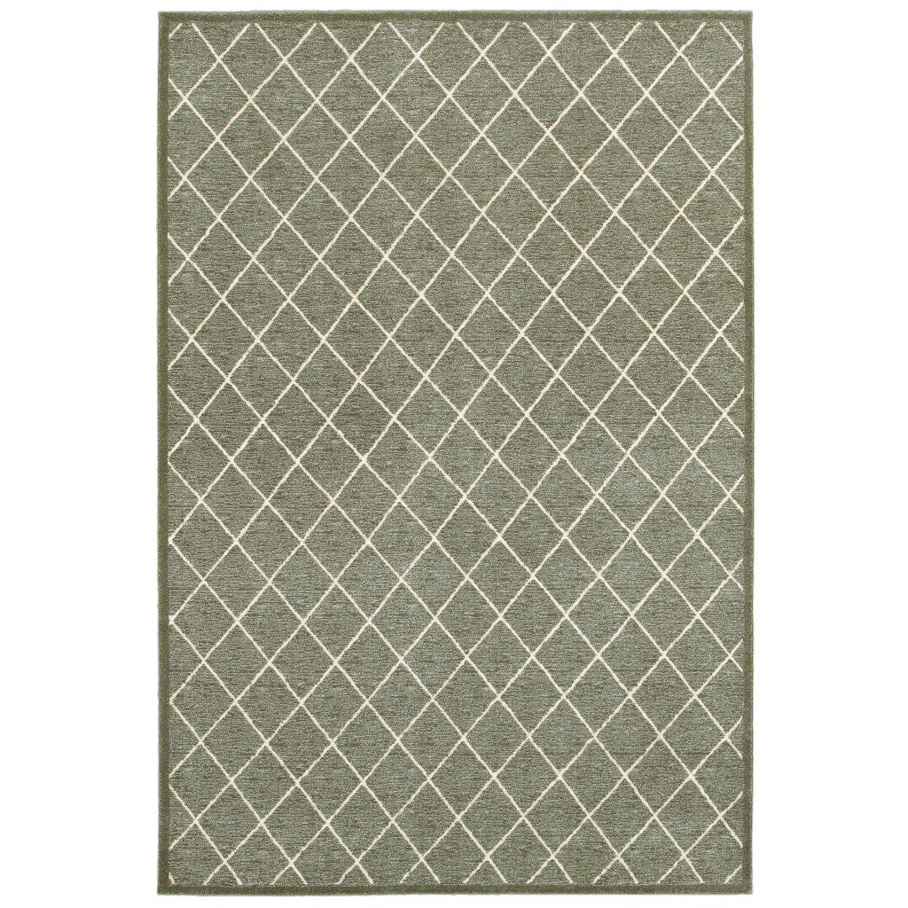 HomeRoots 10' x 13' Gray and Ivory Diamond Indoor Area Rug