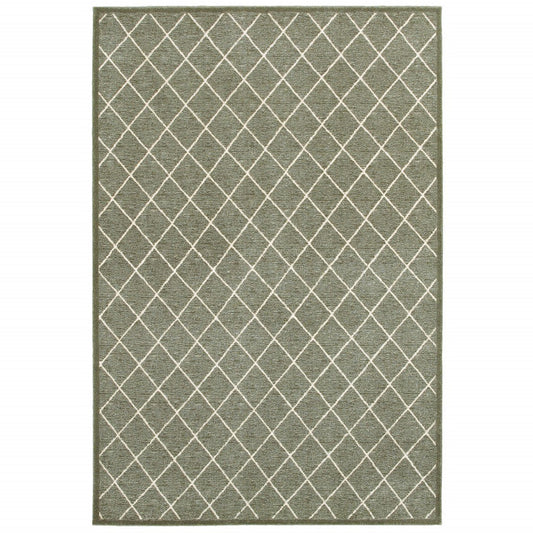 HomeRoots 10' x 13' Gray and Ivory Diamond Indoor Area Rug