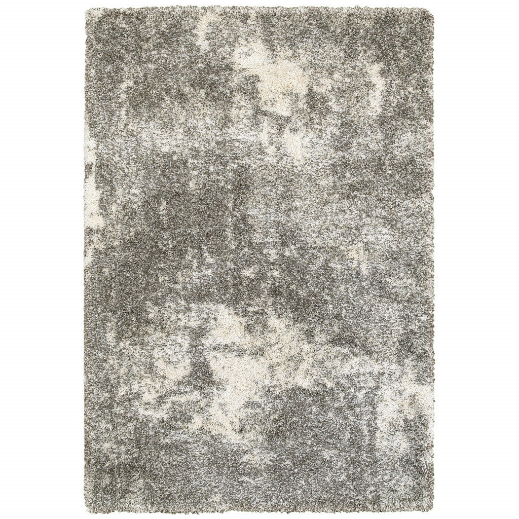 HomeRoots 10' x 13' Gray and Ivory Distressed Abstract Area Rug