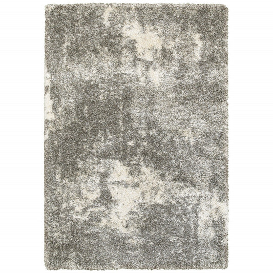HomeRoots 10' x 13' Gray and Ivory Distressed Abstract Area Rug