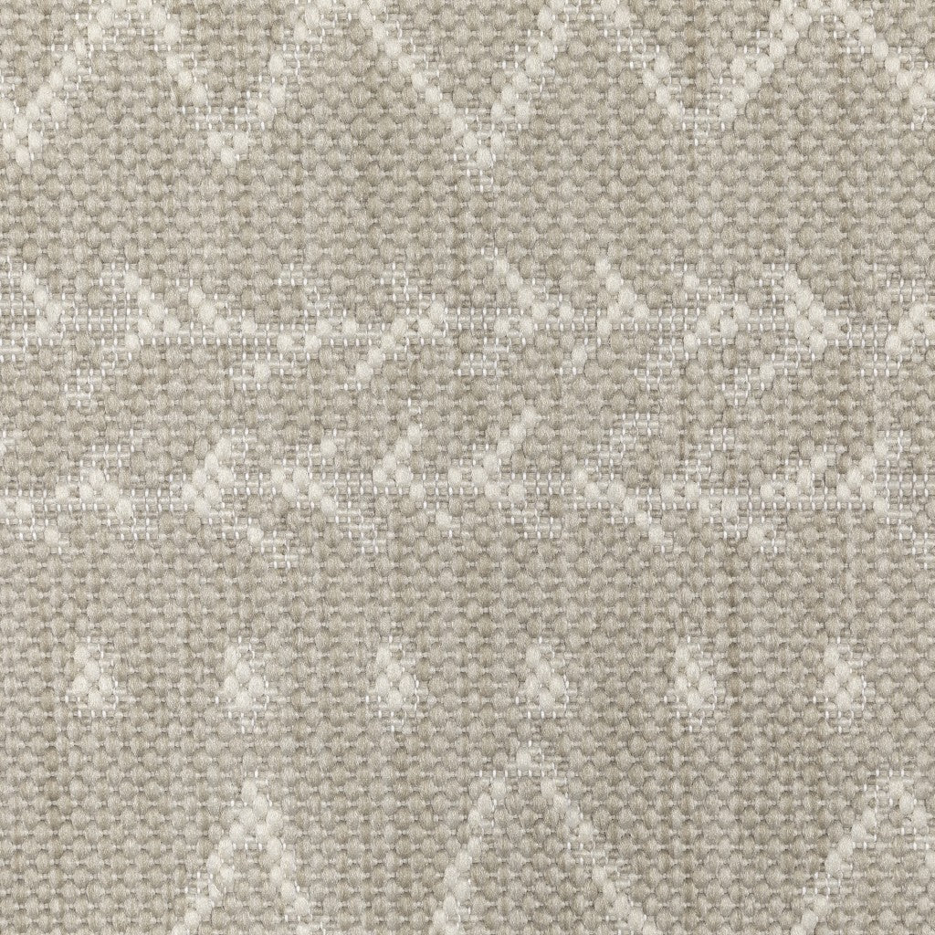 HomeRoots 10' x 13' Gray and Ivory Geometric Indoor Outdoor Area Rug