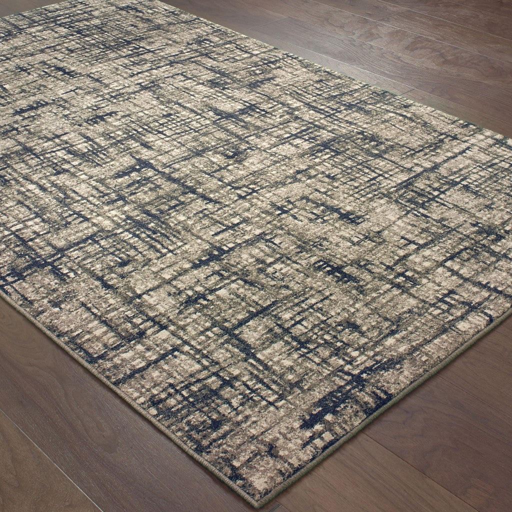 HomeRoots 10' x 13' Gray and Navy Abstract Area Rug