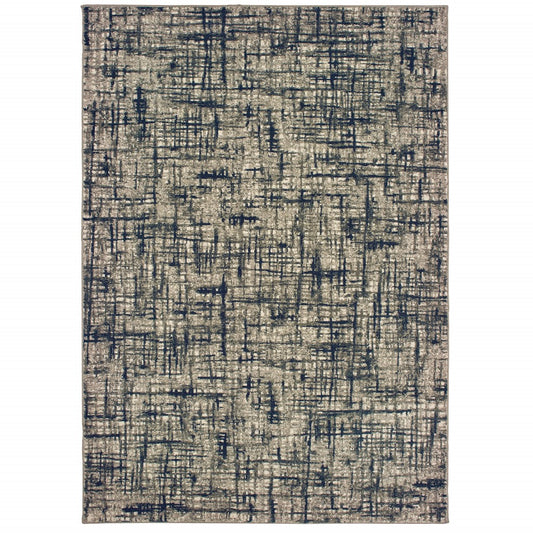 HomeRoots 10' x 13' Gray and Navy Abstract Area Rug
