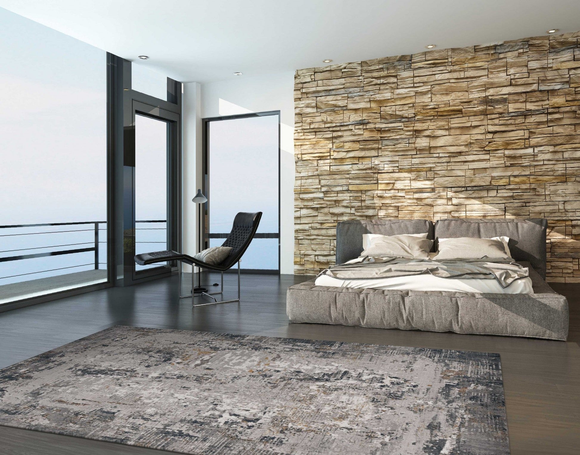 HomeRoots 10' x 13' Grey Machine Woven Abstract Smudge Indoor Area Rug