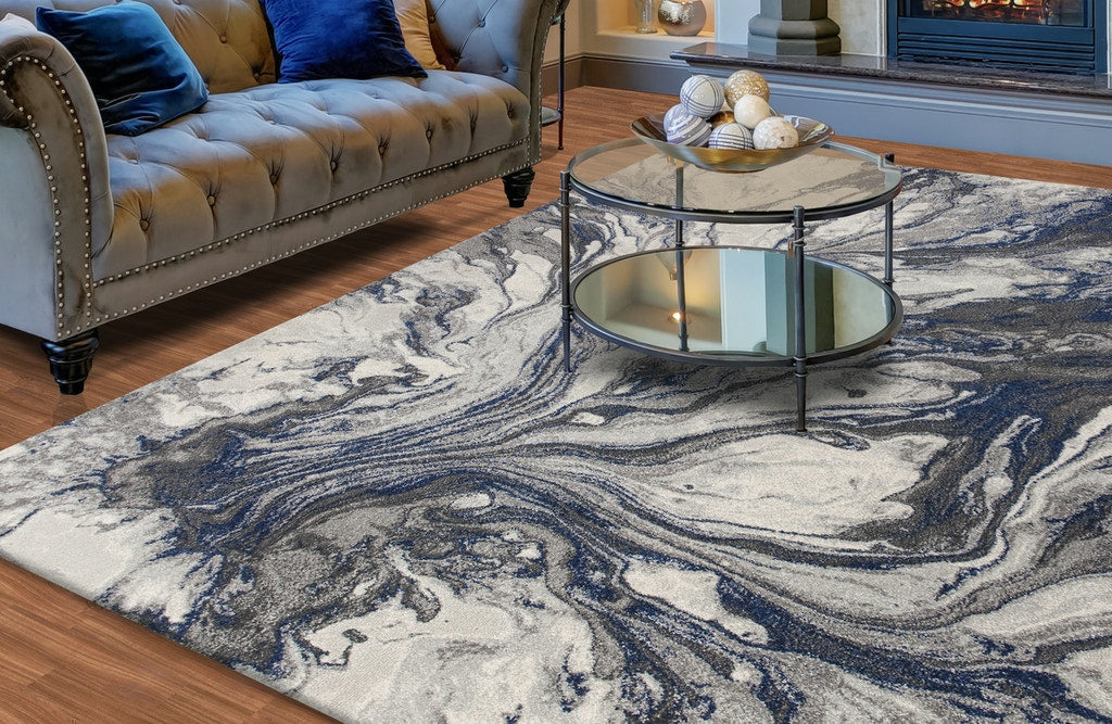 HomeRoots 10' x 13' Grey Machine Woven Abstract Watercolor Indoor Area Rug