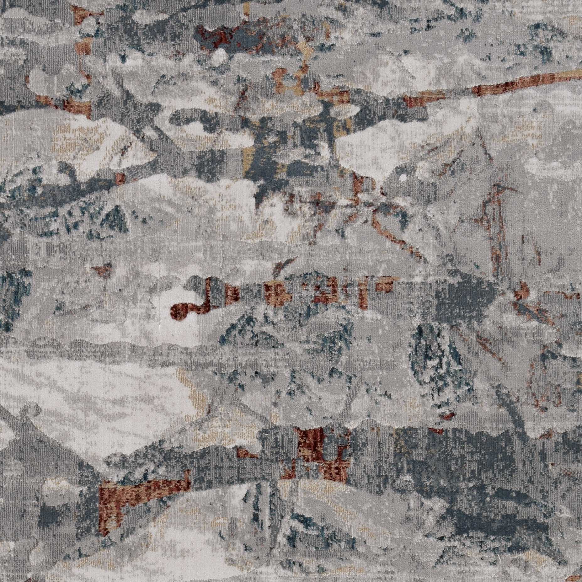 HomeRoots 10' x 13' Grey Teal Machine Woven Abstract Splatter Indoor Area Rug