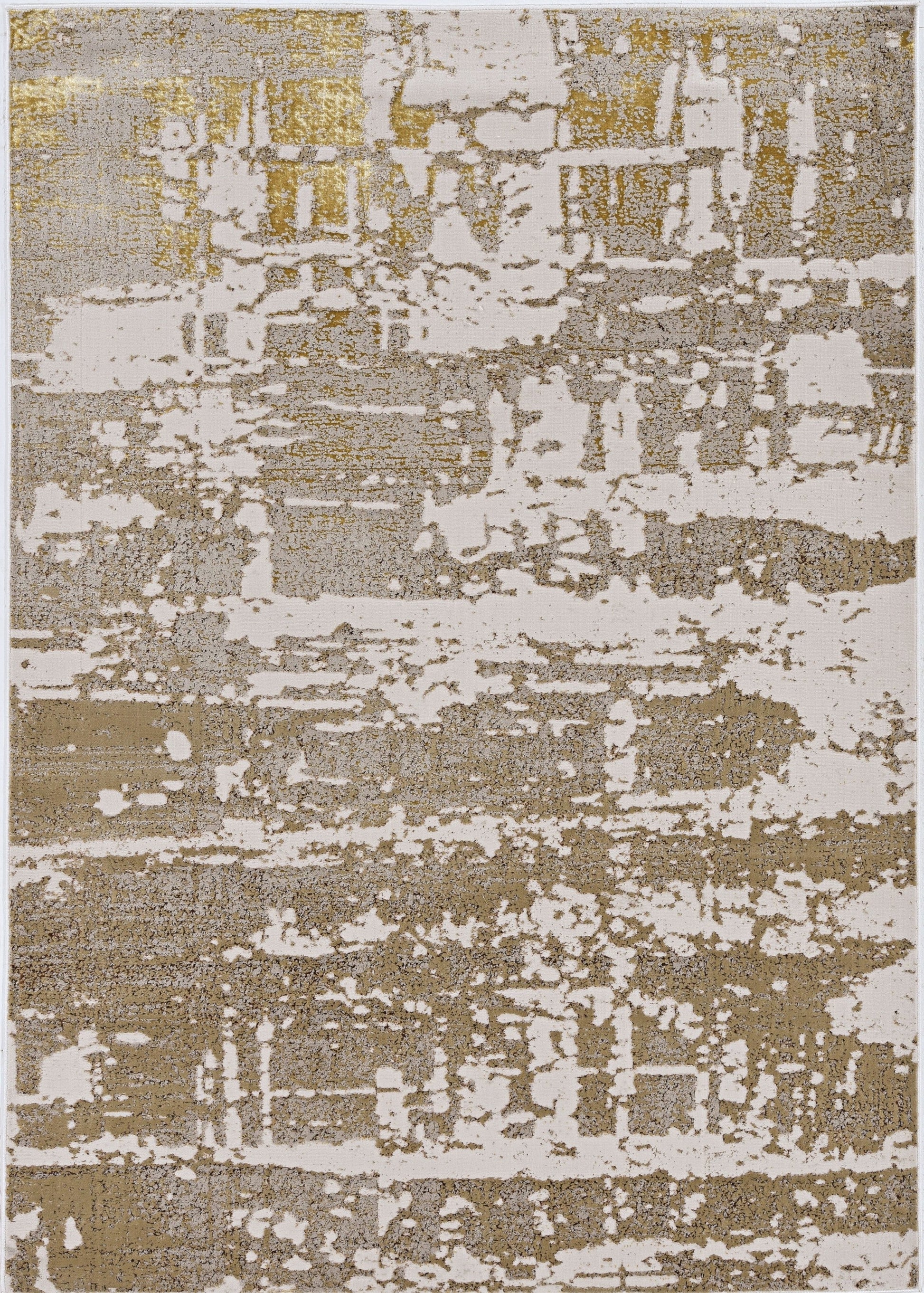 HomeRoots 10' x 13' Ivory Gold Machine Woven Abstract Indoor Area Rug