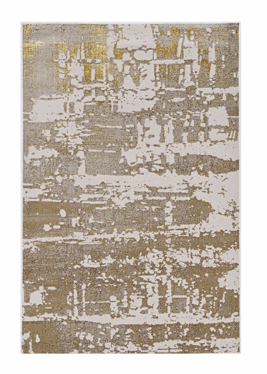 HomeRoots 10' x 13' Ivory Gold Machine Woven Abstract Indoor Area Rug