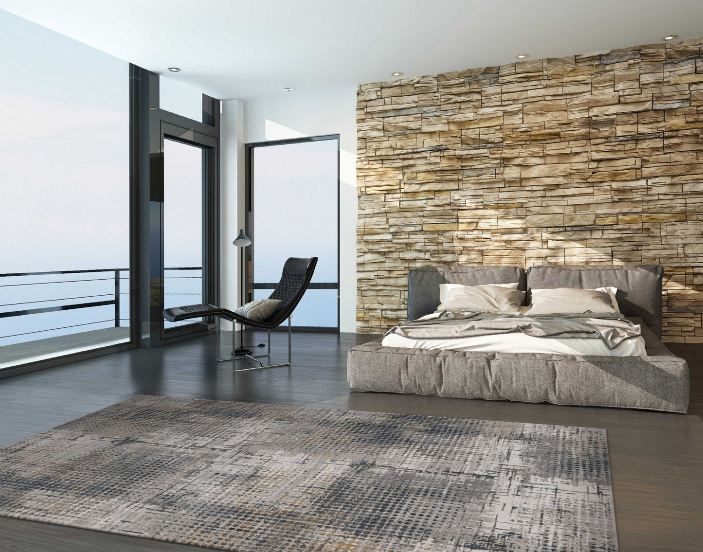 HomeRoots 10' x 13' Ivory Grey Machine Woven Abstract Scratch Indoor Area Rug