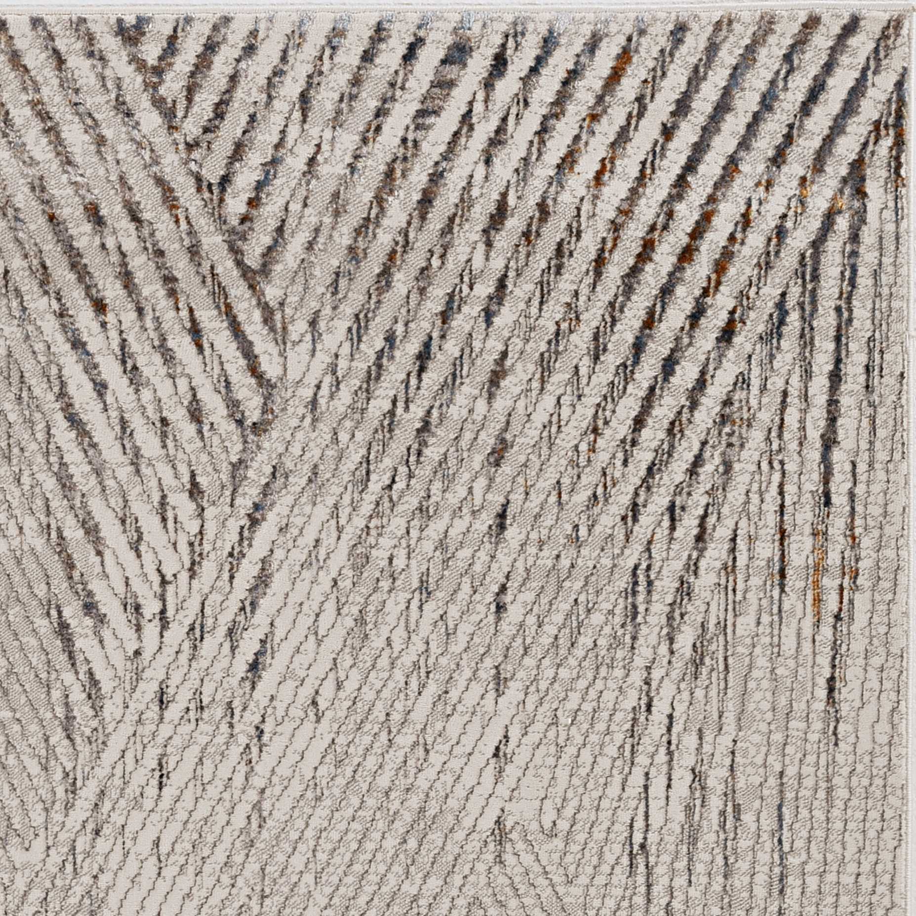 HomeRoots 10' x 13' Ivory Grey Machine Woven Geometric Lines Indoor Area Rug