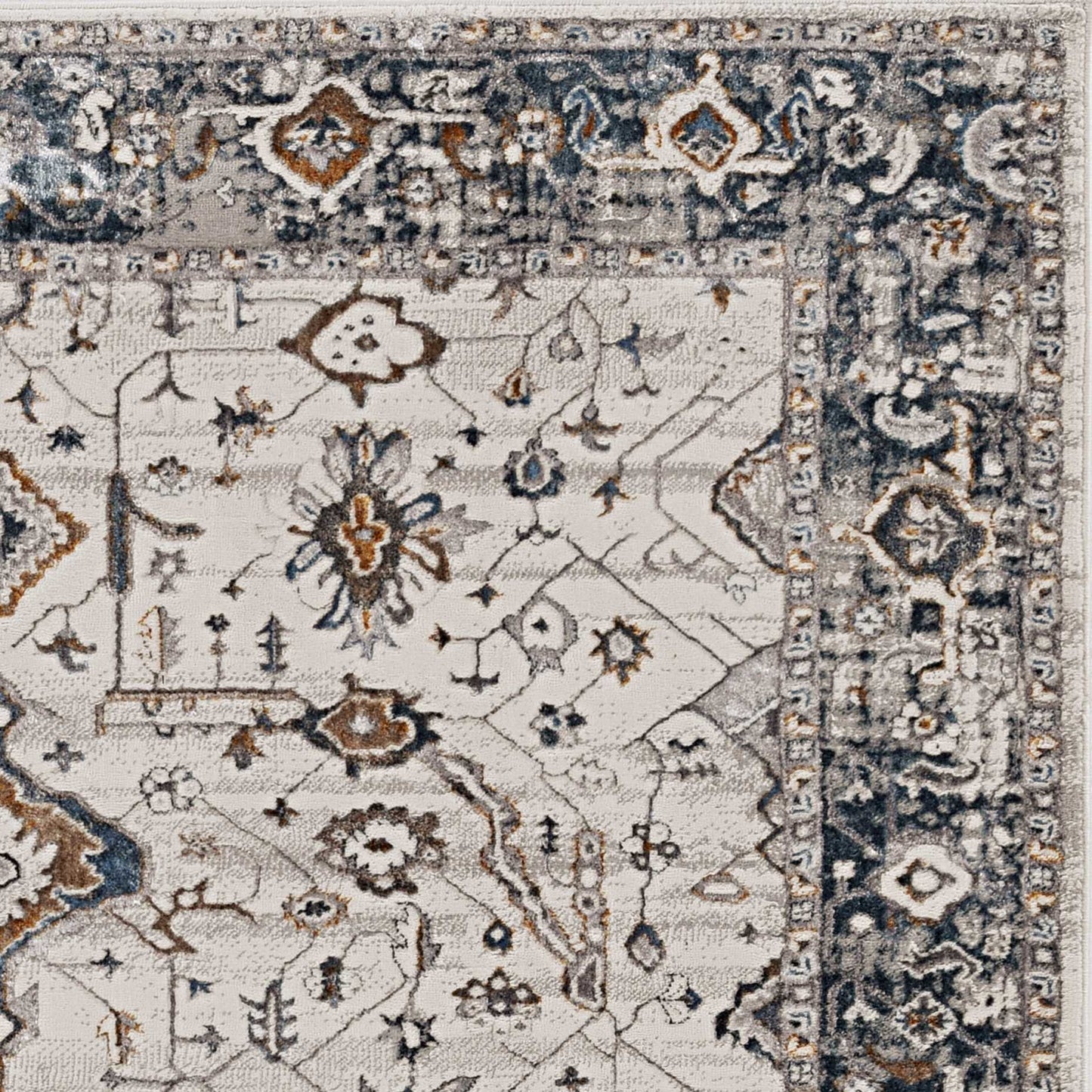 HomeRoots 10' x 13' Ivory Grey Machine Woven Traditional Indoor Area Rug