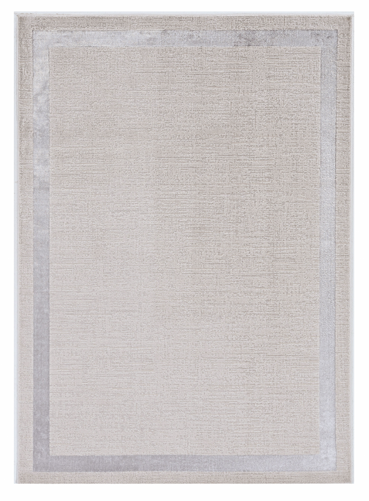 HomeRoots 10' x 13' Ivory Silver Machine Woven Bordered Indoor Area Rug
