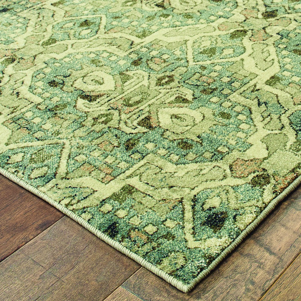 HomeRoots 10' x 13' Ivory and Blue Geometric Area Rug
