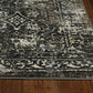 HomeRoots 10' x 13' Midnight Black Machine Woven Vintage Floral Indoor Area Rug