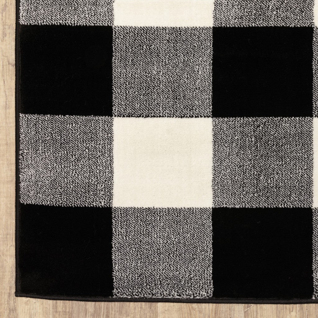 HomeRoots 10’ x 13’ Monochromatic Gingham Pattern Indoor Area Rug