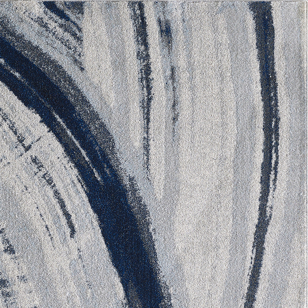 HomeRoots 10' x 13' Navy Ivory Abstract Strokes Modern Area Rug
