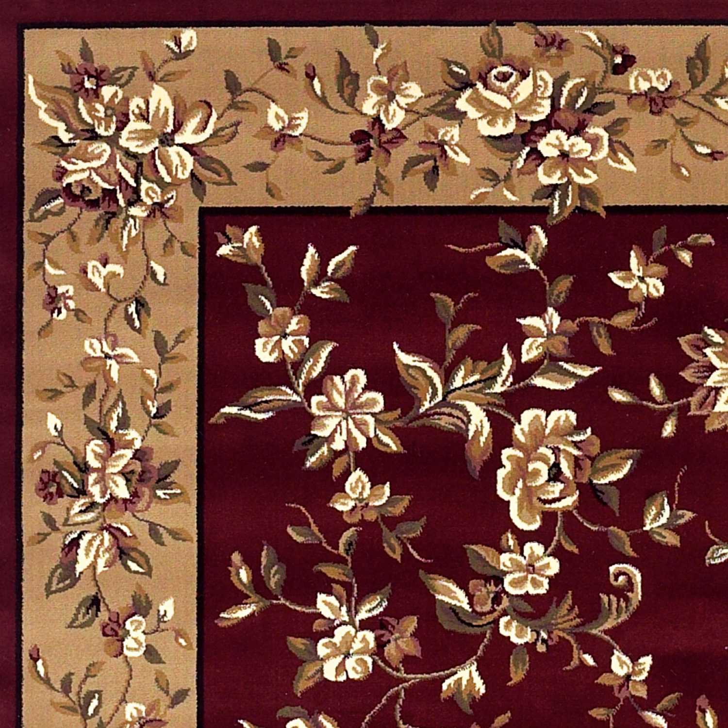 HomeRoots 10 x 13' Red Beige Machine Woven Floral Traditional Indoor Area Rug