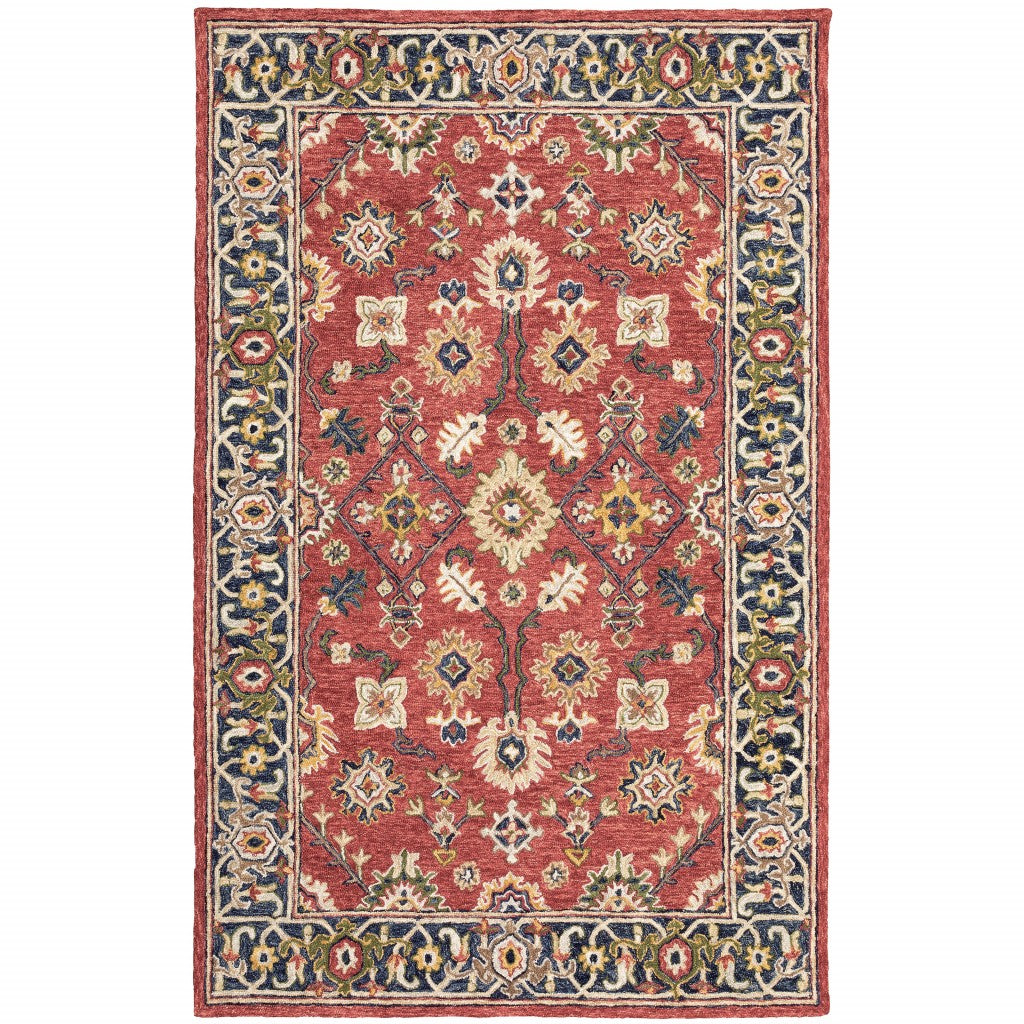 HomeRoots 10' x 13' Red and Blue Bohemian Rug
