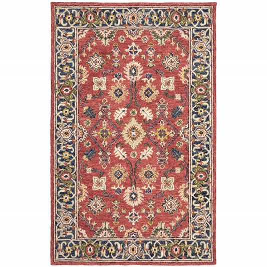 HomeRoots 10' x 13' Red and Blue Bohemian Rug