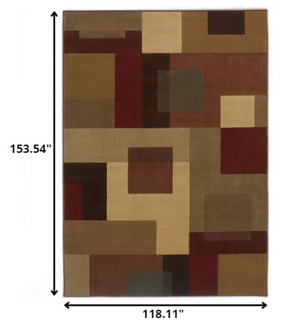 HomeRoots 10' x 13' Red and Tan Geometric Area Rug