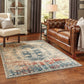 HomeRoots 10' x 13' Sand and Blue Distressed Indoor Area Rug