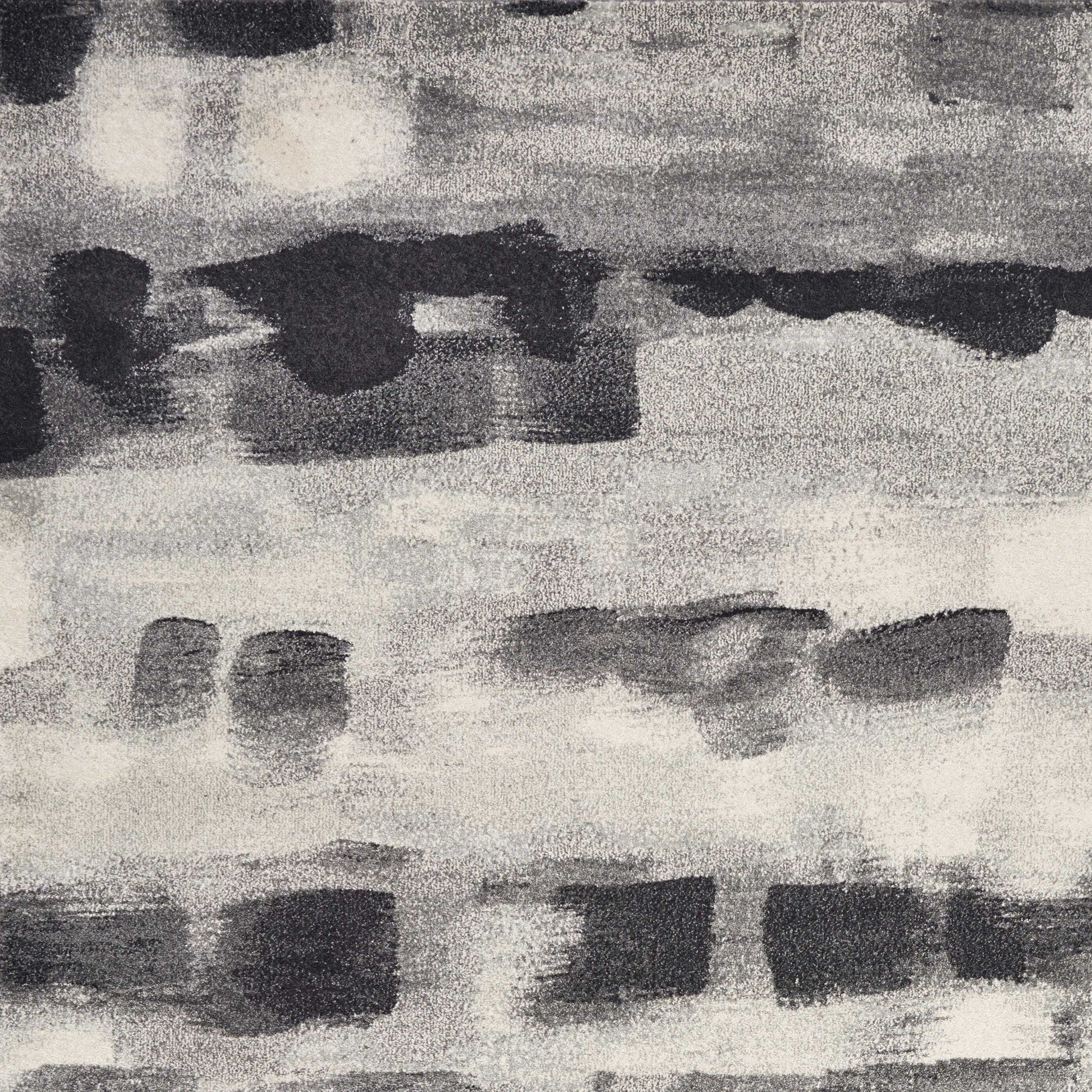 HomeRoots 10' x 13' Shades of Grey Machine Woven Abstract Brushstroke Indoor Area Rug