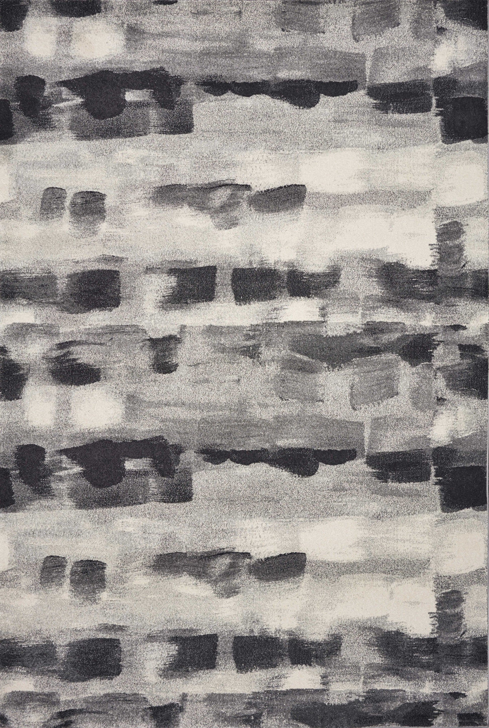 HomeRoots 10' x 13' Shades of Grey Machine Woven Abstract Brushstroke Indoor Area Rug