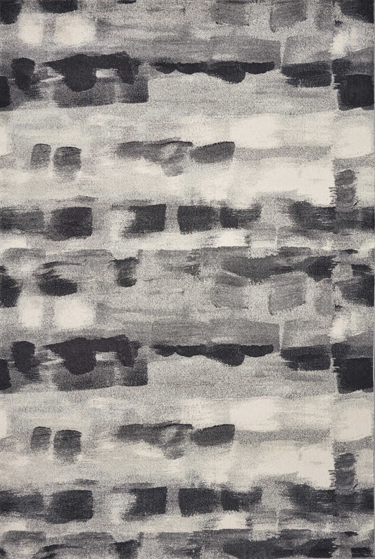 HomeRoots 10' x 13' Shades of Grey Machine Woven Abstract Brushstroke Indoor Area Rug