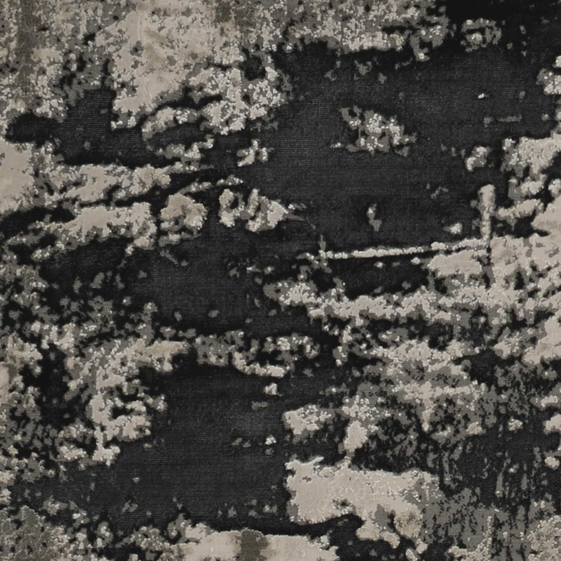 HomeRoots 10' x 13' Silver Charcoal Machine Woven Abstract Paint Splatter Indoor Area Rug