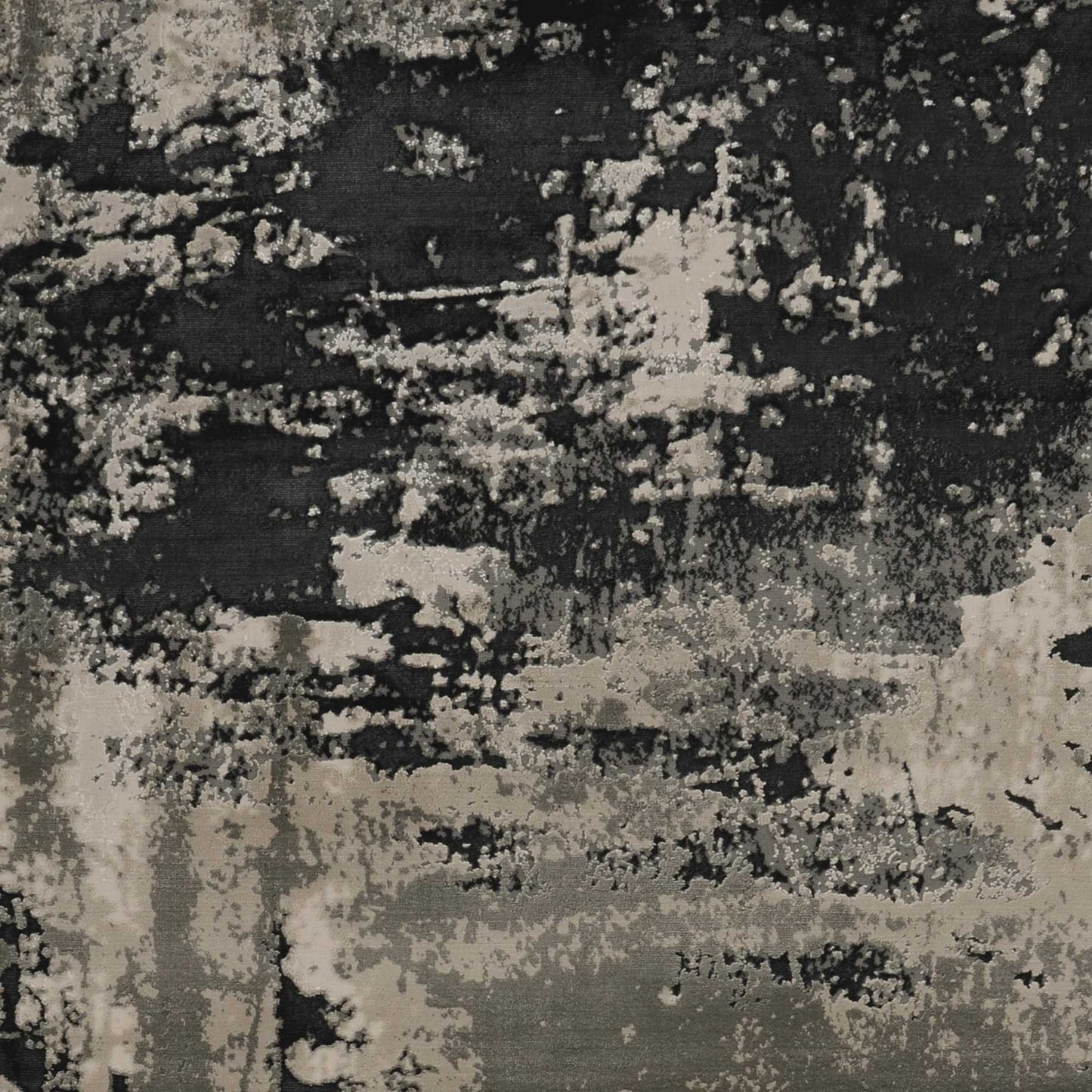 HomeRoots 10' x 13' Silver Charcoal Machine Woven Abstract Paint Splatter Indoor Area Rug