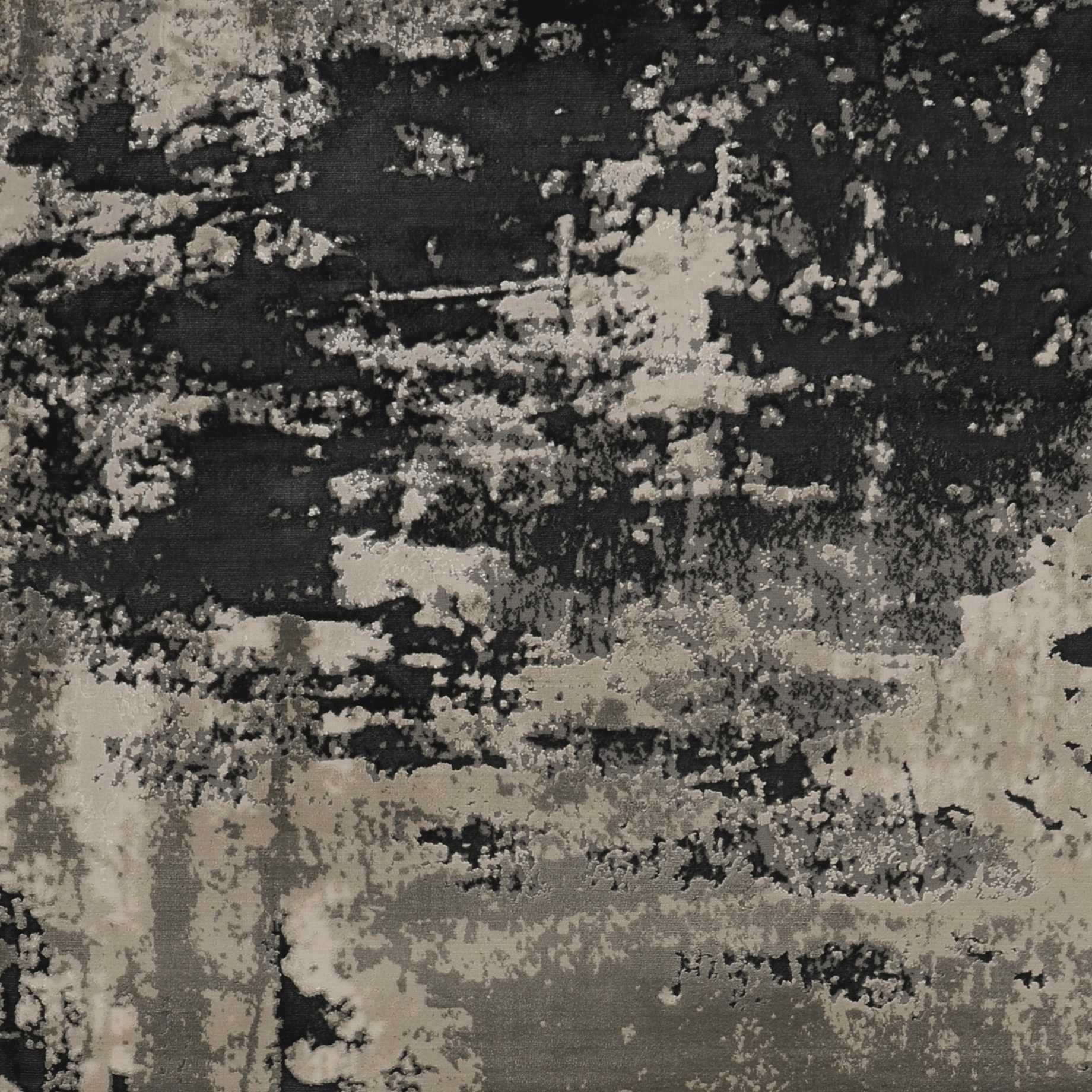 HomeRoots 10' x 13' Silver Charcoal Machine Woven Abstract Paint Splatter Indoor Area Rug