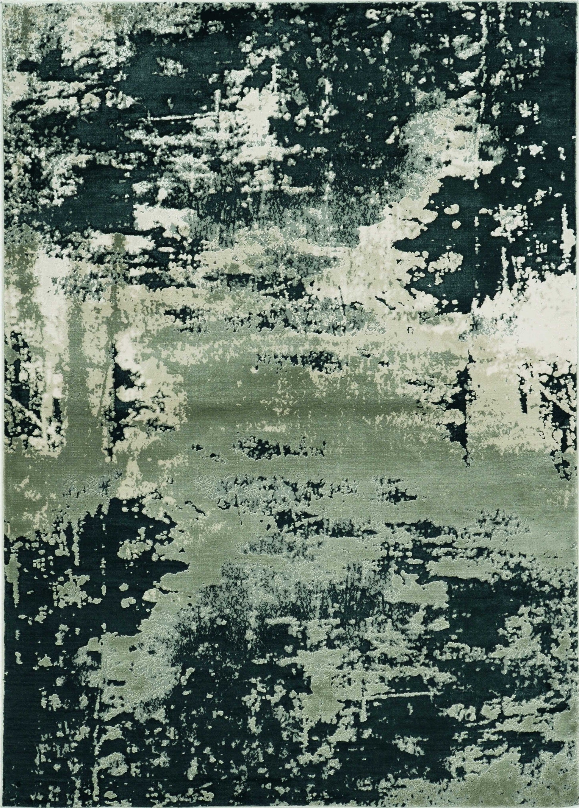 HomeRoots 10' x 13' Silver Charcoal Machine Woven Abstract Paint Splatter Indoor Area Rug