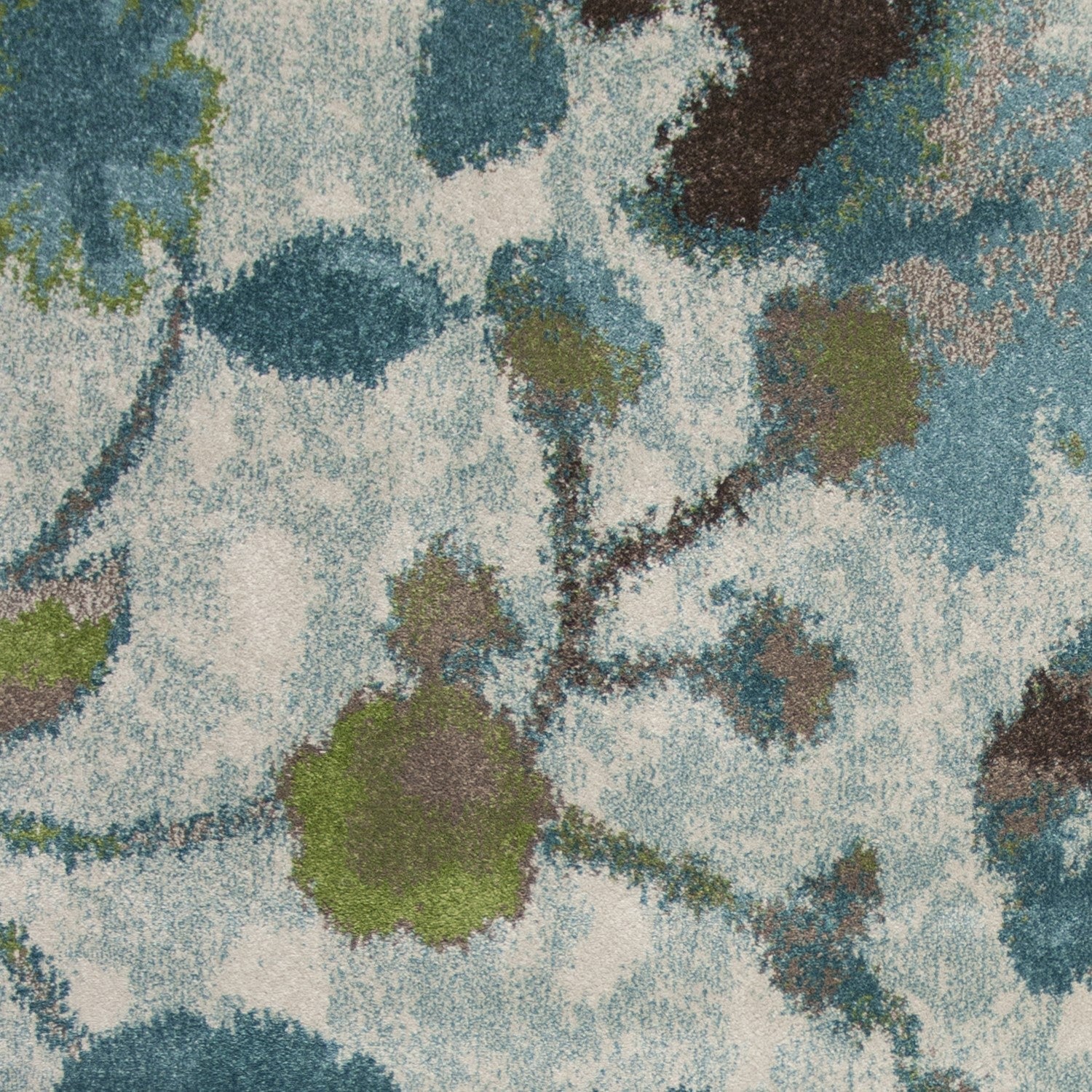 HomeRoots 10' x 13' Teal Blue Machine Woven Floral Indoor Area Rug