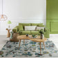 HomeRoots 10' x 13' Teal Blue Machine Woven Floral Indoor Area Rug