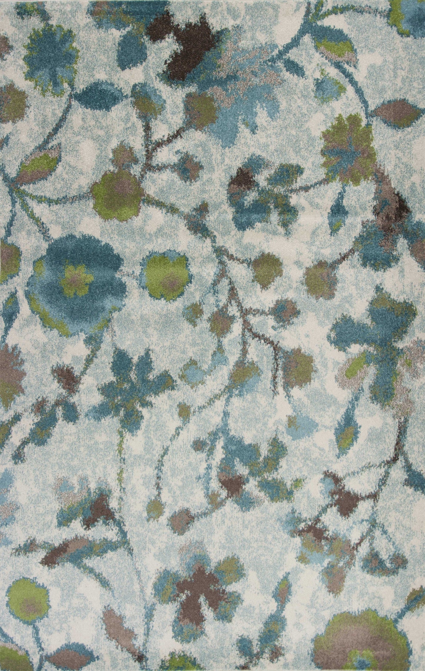 HomeRoots 10' x 13' Teal Blue Machine Woven Floral Indoor Area Rug