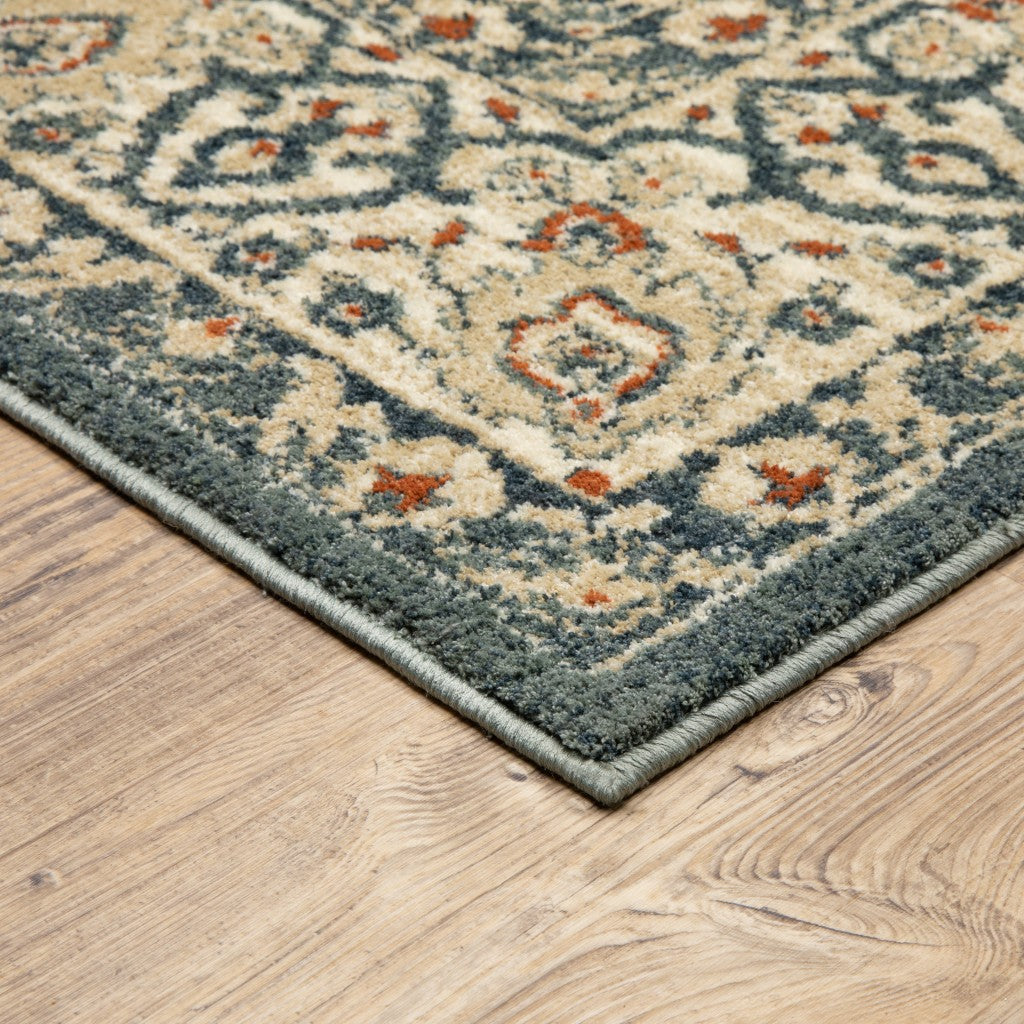 HomeRoots 10' x 13' Vintage Beige and Blue Indoor Area Rug