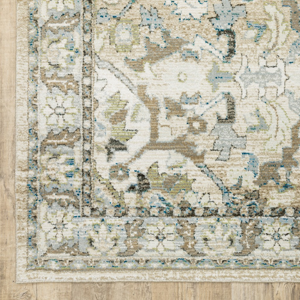 HomeRoots 10' x 14' Beige and Ivory Medallion Area Rug