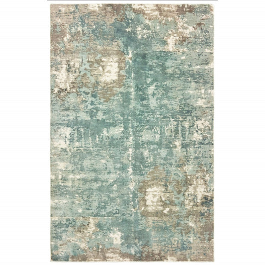 HomeRoots 10' x 14' Blue and Gray Abstract Pattern Indoor Area Rug