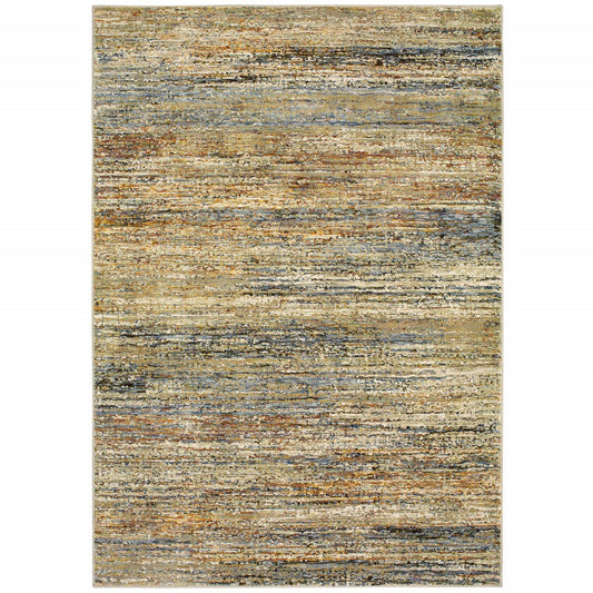 HomeRoots 10' x 14' Gold and Green Abstract Area Rug