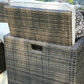 HomeRoots 101" x 49" x 45" Brown Square Outdoor Dining Set With Beige Cushions in Set of Nine