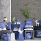 HomeRoots 104" Merry Christmas Printed Rectangle Tablecloth in Blue
